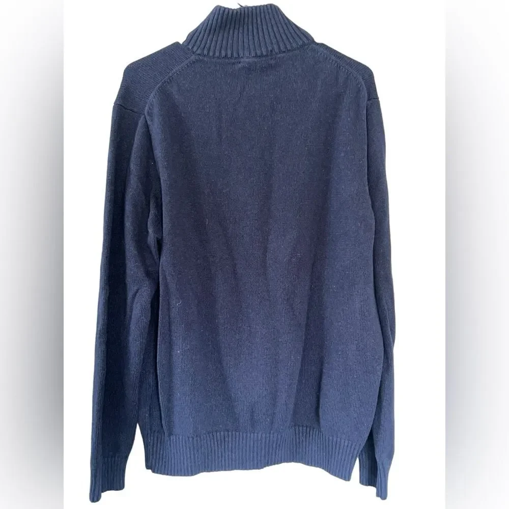 J. Crew Cashmere Blend 1/4 zip pullover sweater‎ Blend Blue Brown Pull Size XL